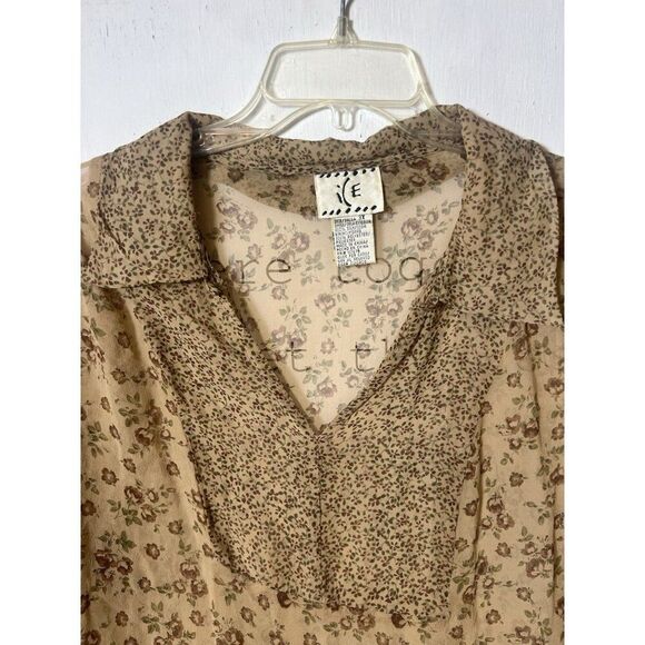 ICE Vintage Y2K Top  100% Silk Sheer Floral Nature Fairy Whimsigoth Artsy 3XL - Picture 4 of 7